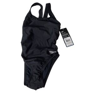 Speedo Pro LT Swimsuit Youth 26 Black Girls One Piece Swimwear 88191481001